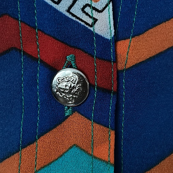 Versace Jeans Couture Colorful Abstract Pattern Long Sleeve Shirt Top **Sz S** - Picture 4 of 6